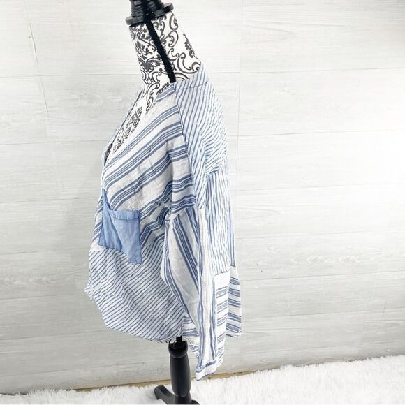 Anthropologie Holding Horses Mimi Pieced Striped Longline Wrap Tunic Top - Picture 7 of 9